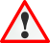 Symbole triangle blanc à bord rouge avec point d'exclamation "Attention"