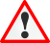 Symbole triangle blanc à bord rouge avec point d'exclamation "Attention" Symbole triangle blanc à bord rouge avec point d'exclamation "Attention"