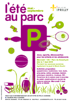 Logo "Parking" violet symbolisant l'endroit pour les activités